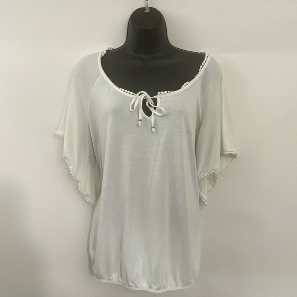 American Eagle Outfitters Tops - American Eagle Outfitters White Blouse Size L F-4